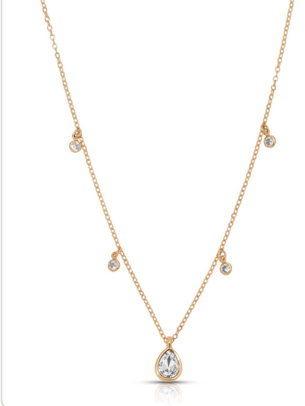 ETTIKA Dripping Crystals Drop Necklace 18k Gold Plated CZ w/Pouch *NWT* - Picture 7 of 16